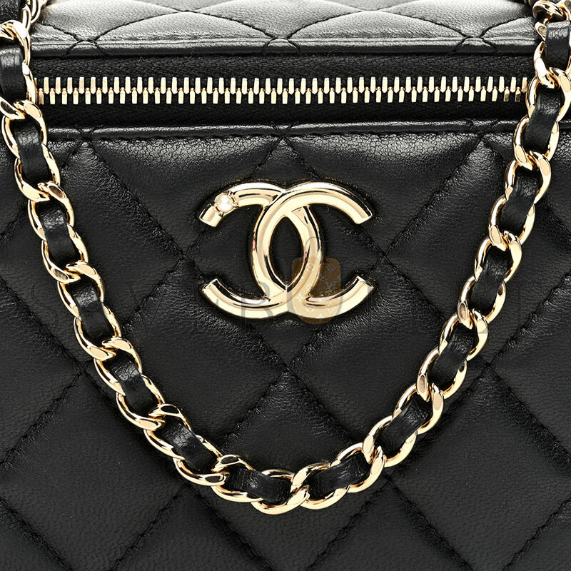 CHANEL MASTER SMALL PEARL TOP HANDLE VANITY CASE WITH CHAIN AP3956 (17*9.5*7.8cm)